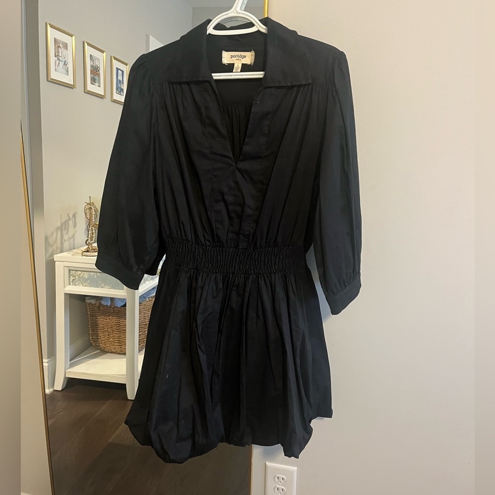 Anthropologie mini black dress with quarter sleeves worn once